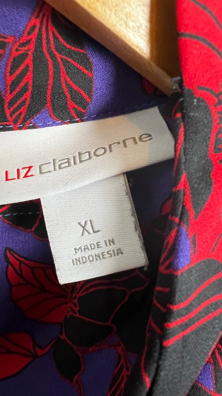 Liz Claiborne Floral Cowl Neck Top Retro Art Teacher Dopamine XL
